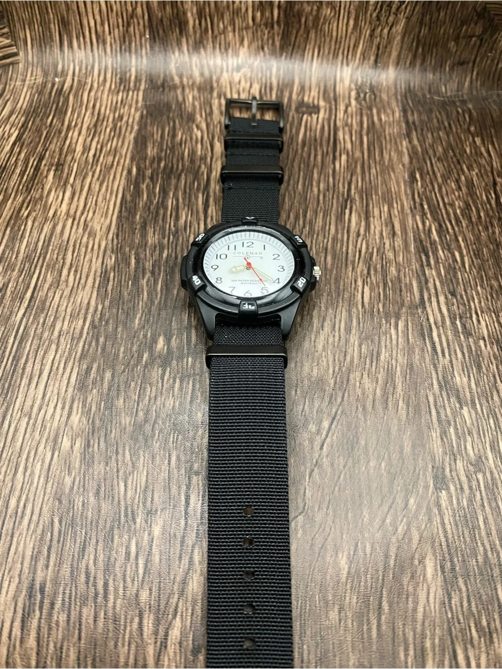 Coleman Glowing Black and White Analog Field Watch new nato band working